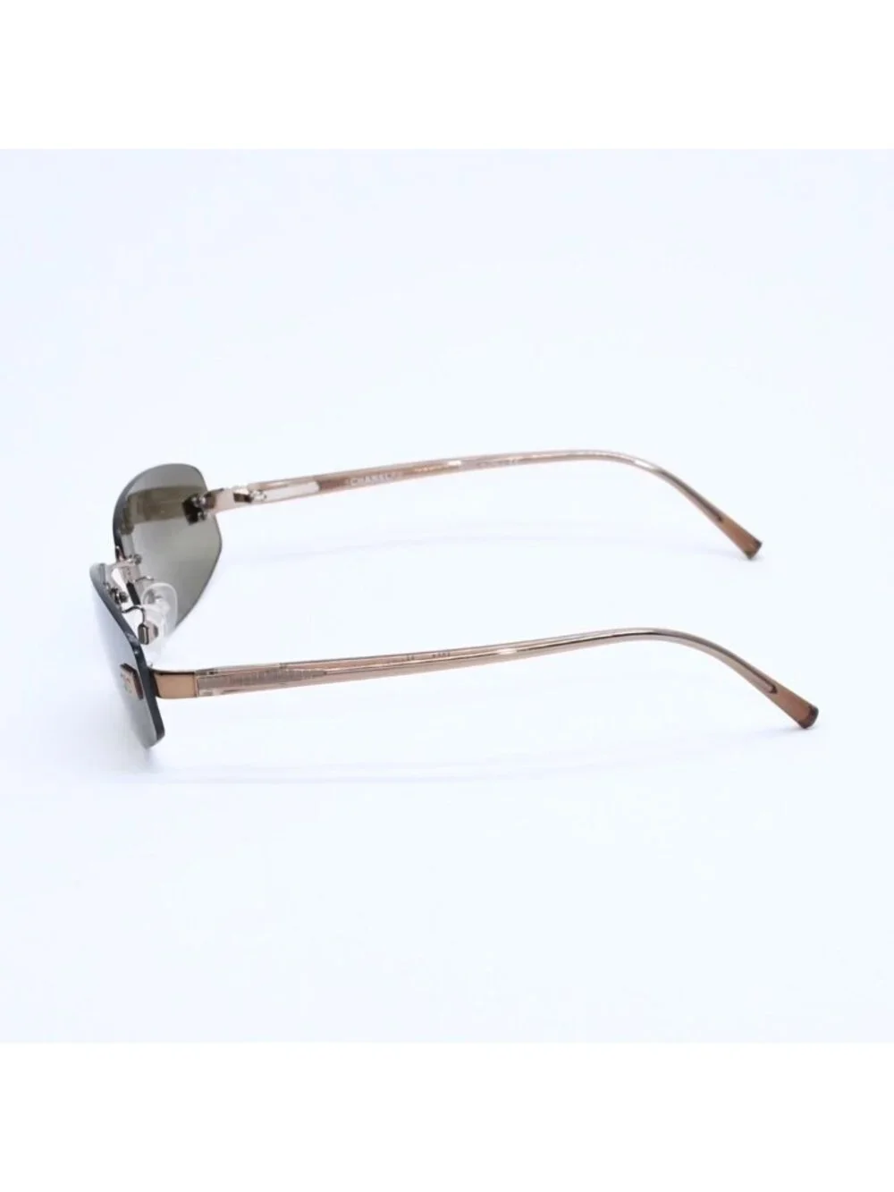 Chanel Rimless Sunglasses 18 Brown Acetate CC Logo Gold Eyewear